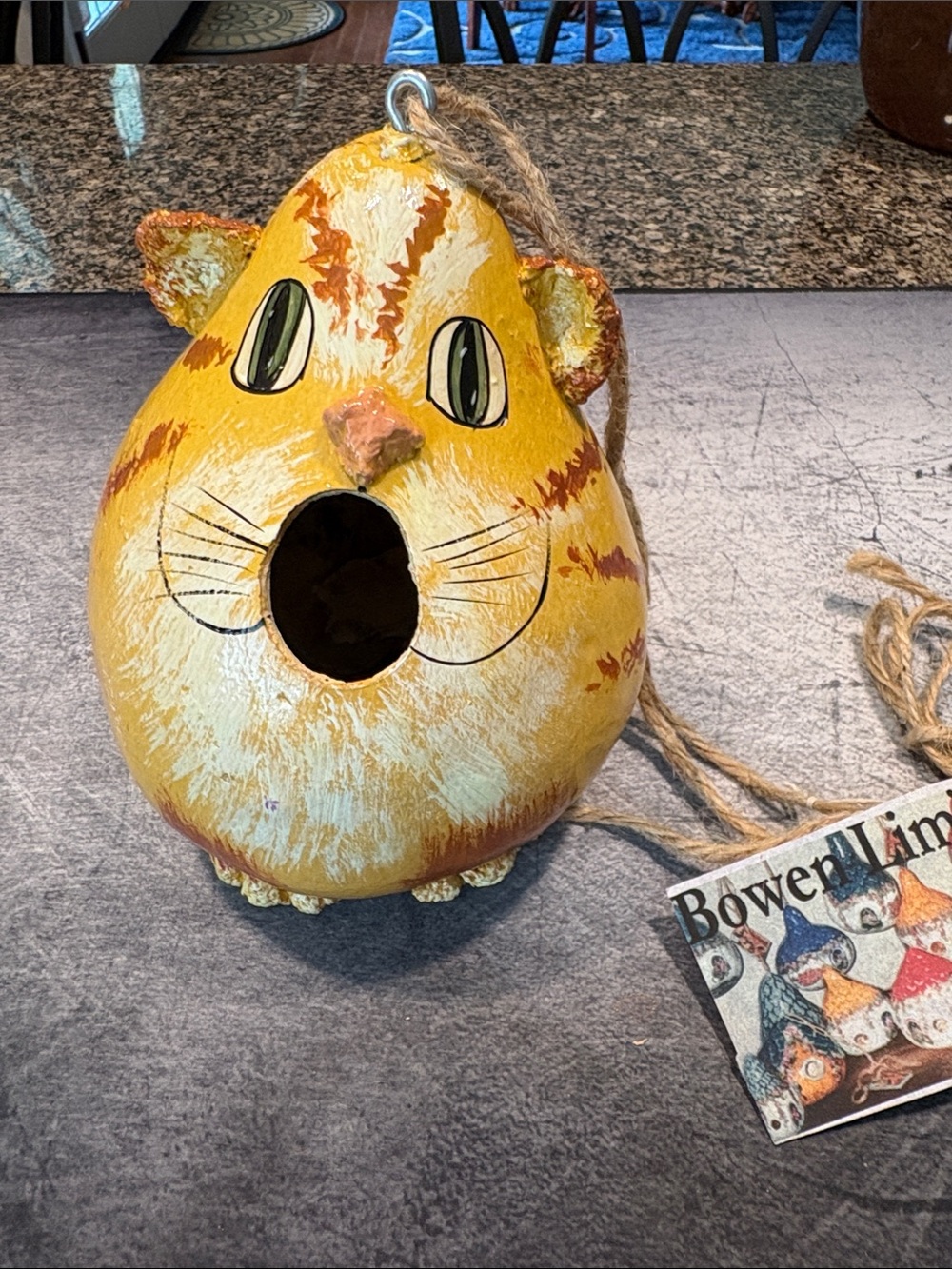 The Limited Yellow Cat Face Hanging Birdhouse handmade